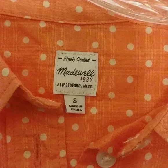 Madewell 100% Cotton Polka Dot Button Down Women's Sleeveless Size S NWOT - Picture 3 of 5